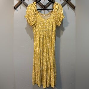 Maternity Midi Dress | Yellow Floral | EUC | S